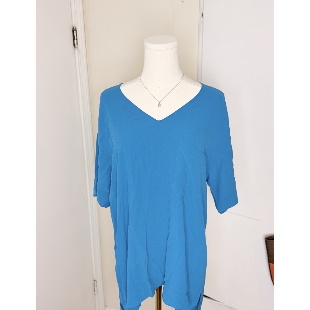 Eileen fisher women's mint green silk shirt size large casual short sleeve